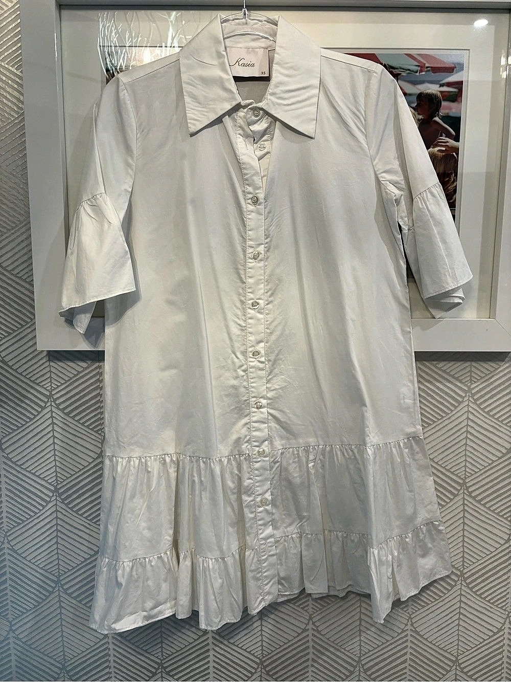 Kasia Tiered Button-Front Dress in White Size XS Like New